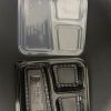 3 Compartment Microwave Rectangular Containers with Black Base & Clear Lid