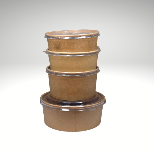 Kraft Round Food Bowl PP Lids