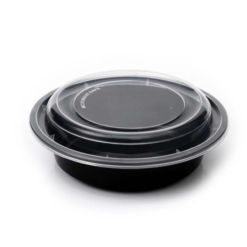 Heavy Duty M/W Round Container with Black Base & Clear Lid